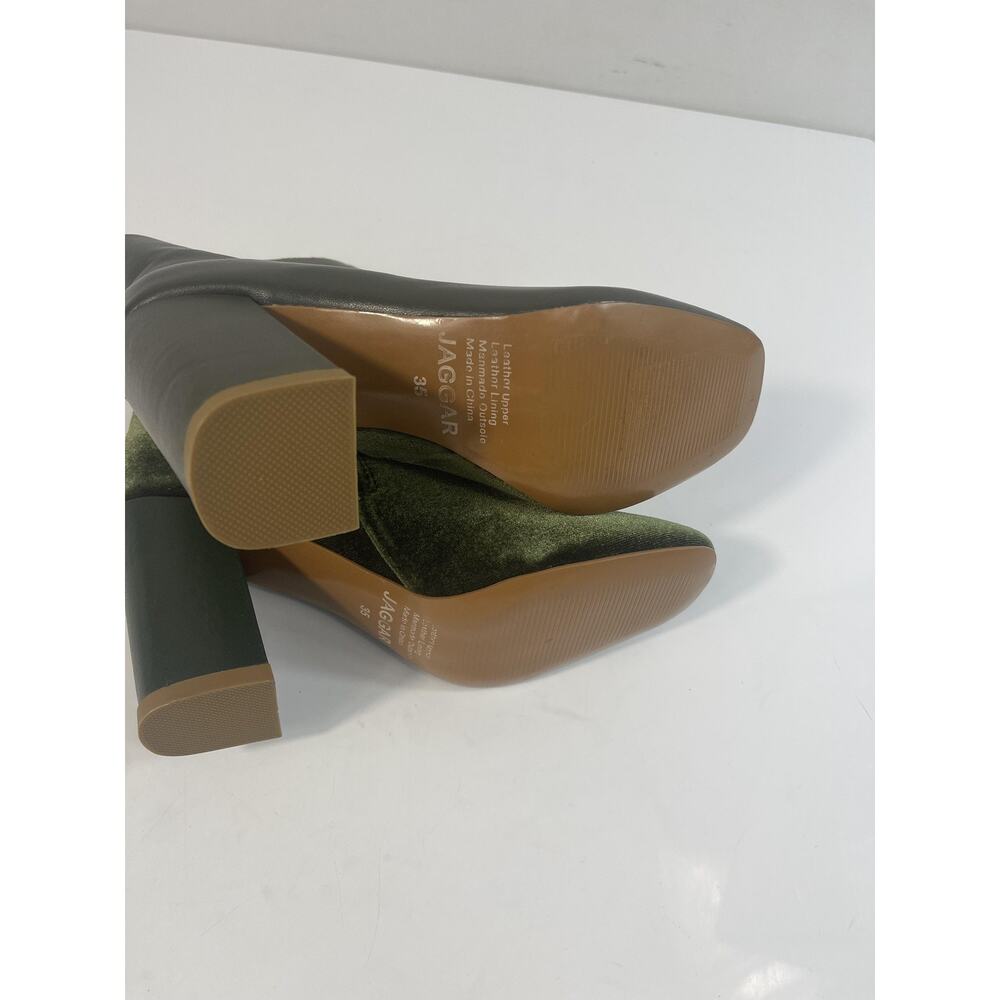 JAGGAR Boots Women's Size 5 Khaki Blocked Boot Velvet Ankle Heel Zip Pointed Toe - Picture 7 of 11